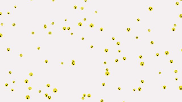 Facebook wow icon reaction animation on white background. Social wow icons floating from the bottom like particles. Live streaming- Thousands of wow icons are flying into the sky like smoke.