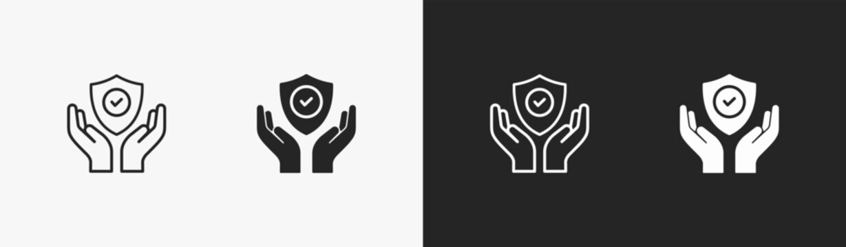 Set of safety icon in black and white collection