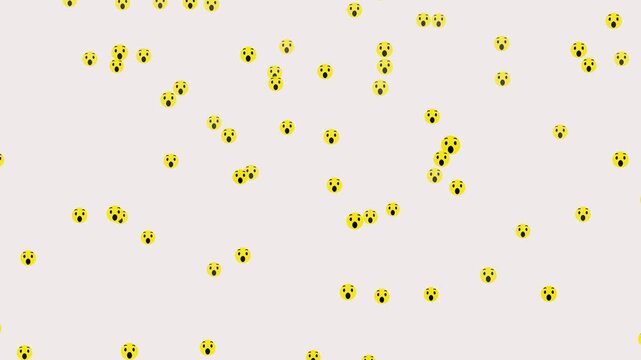 Facebook wow icon reaction animation on white background. Social wow icons floating from the bottom like particles. Live streaming- Thousands of wow icons are flying into the sky like smoke.