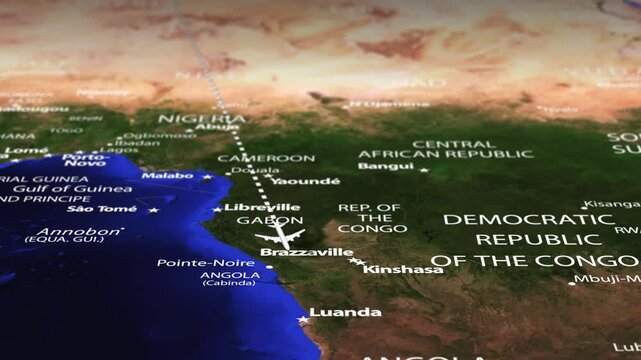 Flight From Algiers ALGERIA to Windhoek NAMIBIA with flag pins