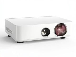 Fototapeta premium Modern White Multimedia Projector Isolated on White Background projector multimedia modern white ai
