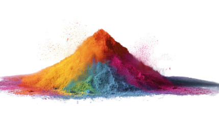 Colorful powder explosion abstract pigment dust splash vibrant energy art creative motion design isolated cutout high speed photography on white background