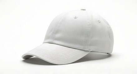 Fototapeta premium White baseball cap with curved brim and button on