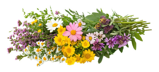 Obraz premium Wildflower Bouquet Icon Isolated on White Background for Floral Arrangements