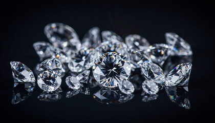 cut diamonds on a black background