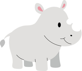 Fototapeta premium cute white rhino cartoon illustration, funny wildlife rhinoceros character
