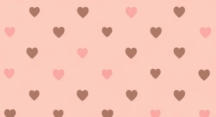 Pink and Brown Heart Pattern Romantic Background