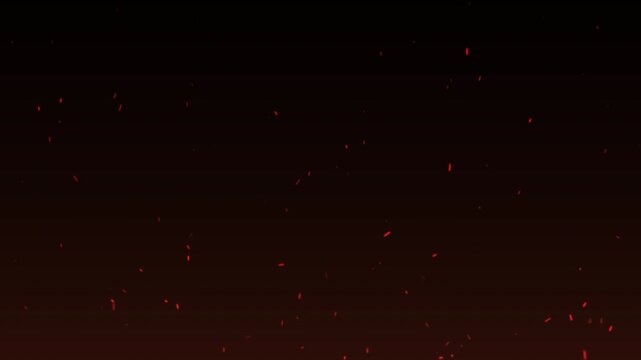 A flying fire particle spark from burning fire realistic movement. Black background. 4k stock.