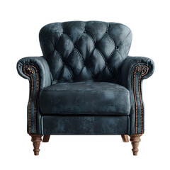 Front view of Classic Tufted Velvet Armchair in a isolated on a white transparent background