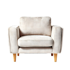 Front view of Contemporary Boxy Armchair in a isolated on a white transparent background