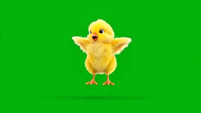 Animated baby chick with green screen for compositing cute and fluffy perfect for easter projects and animated cartoons