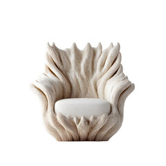Front view of Designer Sculptural Armchair in a isolated on a white transparent background