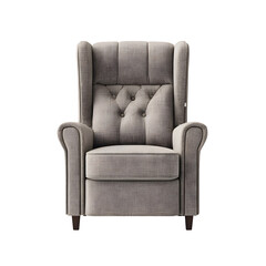 Front view of High Back Recliner Armchair in a isolated on a white transparent background