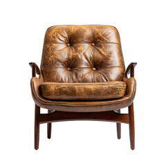 Front view of Mid Century Modern Armchair in a isolated on a white transparent background