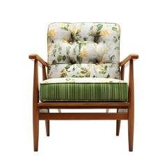 Front view of Mid Century Modern Armchair in a isolated on a white transparent background