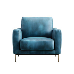 Front view of Modern Minimalist Armchair in a isolated on a white transparent background