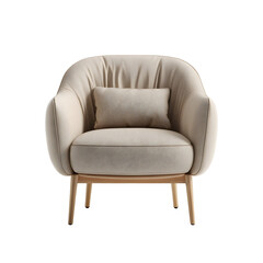 Fototapeta premium Front view of Sleek Minimal Lounge Armchair in a isolated on a white transparent background