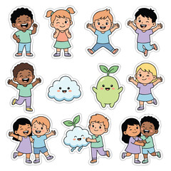 Diverse Group of Happy Children Playing Together.