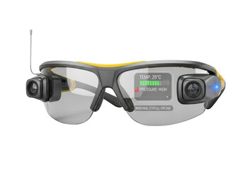 Smart safety glasses with temperature and pressure sensors on display