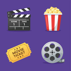 Fototapeta premium Movie Night Icons Set.