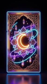 Neon Tarot Card Design Elements.