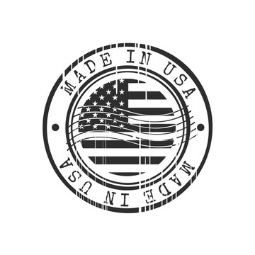 Made in usa black rubber stamp with flag and grunge effect