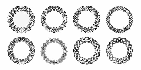 Intricate circular designs a collection of interwoven knotwork frames