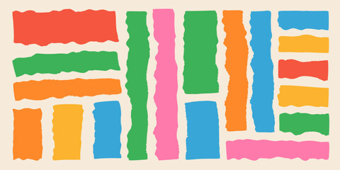 Naklejka premium Abstract colorful pattern of torn paper strips arranged in a grid