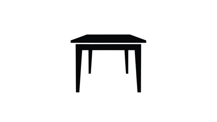 Fototapeta premium Simple black table with four legs on white background minimalistic furniture design element