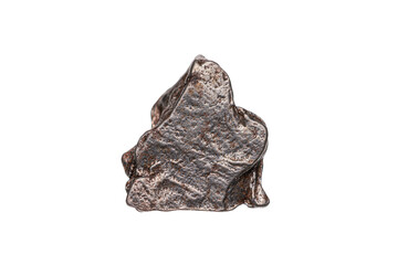 Iron meteorite on white background show some metal flake on the surface (selective focus) © iamtk