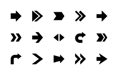 Arrows related vector silhouette icons set. Isolated icon collection such as curved, exchange, transfer, arrow, direction, move, navigation and more.