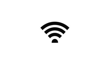 Wifi signal icon with curved lines on white background symbolizing internet connection and wireless networking technology