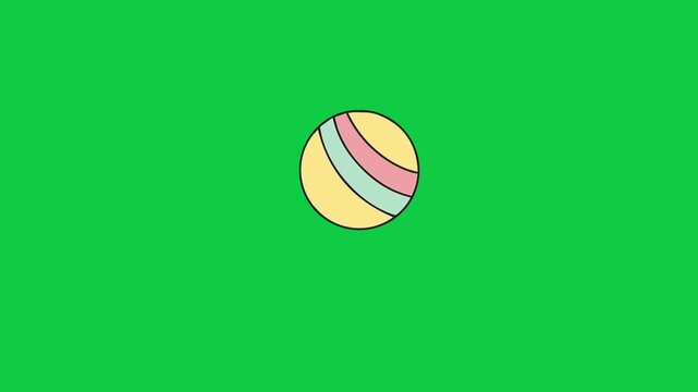Illustration of Colorful Toy Balls Bouncing on Green Background, Perfect for Kids Animation, Playtime Content, and Educational Videos