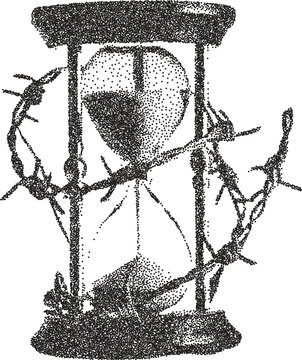 Hourglass y2k retro stipple art sand brutalist halftone vector png transparent, time 2000s photocopy effect tattoo aesthetic
