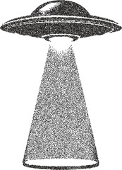 Alien y2k retro stipple art ufo brutalist halftone vector png transparent, galaxy 2000s photocopy effect tattoo aesthetic © Catnip