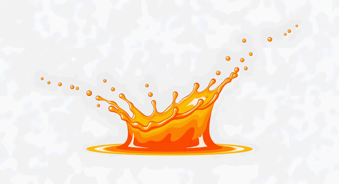 Vector illustration of a vibrant orange splash with droplets against a white background