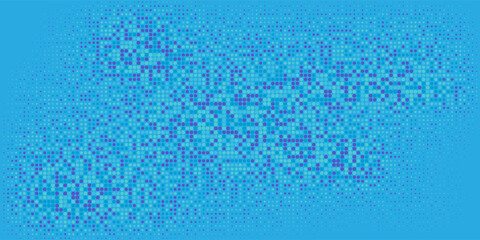 Colorful Dot Mosaic Over Bright Blue Background: Abstract Pattern for Design Projects
