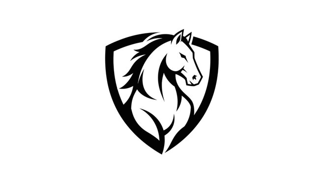 Horse Head Shield Logo Vector
