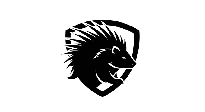 Porcupine Silhouette inside Shield Logo