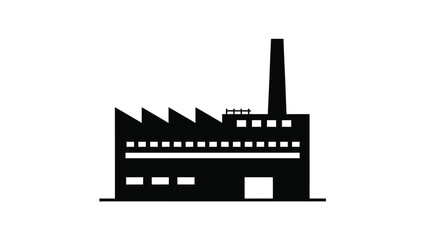 Obraz premium Industrial factory building with chimney and windows on white background