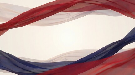 Patriotic Background with Waving Red White and Blue Silk Fabric Borders and Central Copy Space for USA Presidents Day and Fourth of July