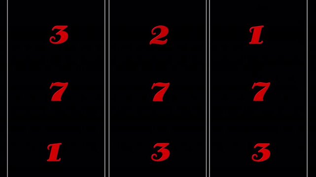 777 number spinning animation on alpha channel background, this image represents success, luck, and the excitement of winning