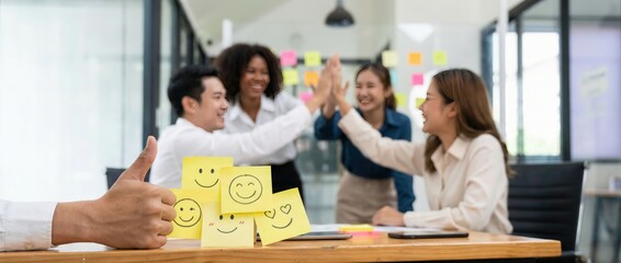 Team building success collaborative meeting in a modern office visual content professional environment high-energy interaction