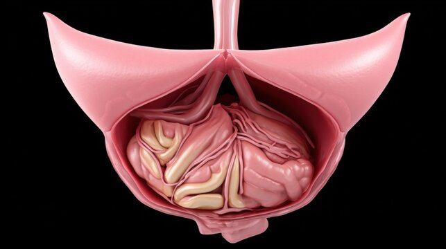 Detailed 3D Rendering of Human Stomach Interior Anatomy