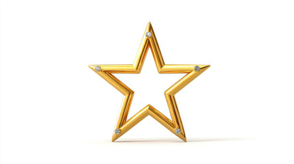 Fototapeta premium Shiny golden star with small diamonds on white background, symbol of success and achievement. A polished golden star adorned with tiny sparkling diamonds, representing excellence and recognition.
