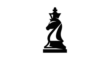 Black chess knight logo on white background © AR99