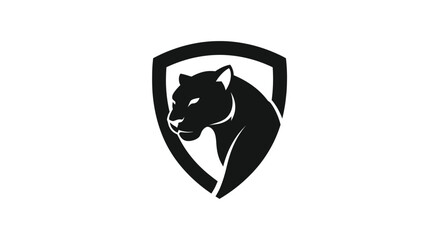 Black panther head inside a shield vector logo © AR99