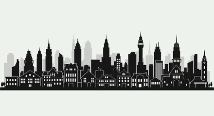 Obraz premium Modern city skyline with sleek skyscrapers and urban architecture
