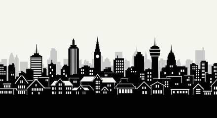 Naklejka premium Modern city skyline with iconic buildings and urban landscape