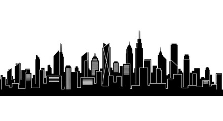 Obraz premium Modern city skyline with sleek skyscrapers and urban landscape